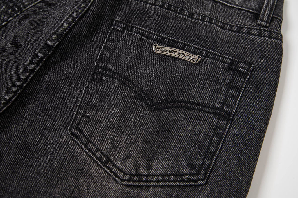 Chrome-Hearts Multi Cross Patch Denim Jeans - Grey Gothic Street Pants 1111