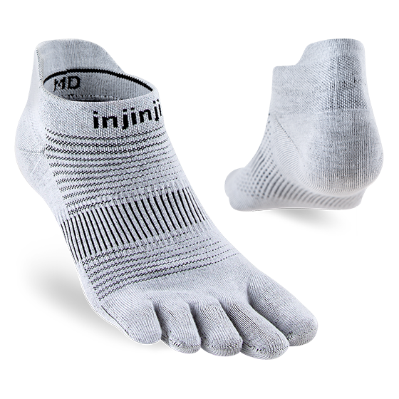 Injinji Men's Run Lightweight No-Show Ultra-Thin Cushioning in Grey