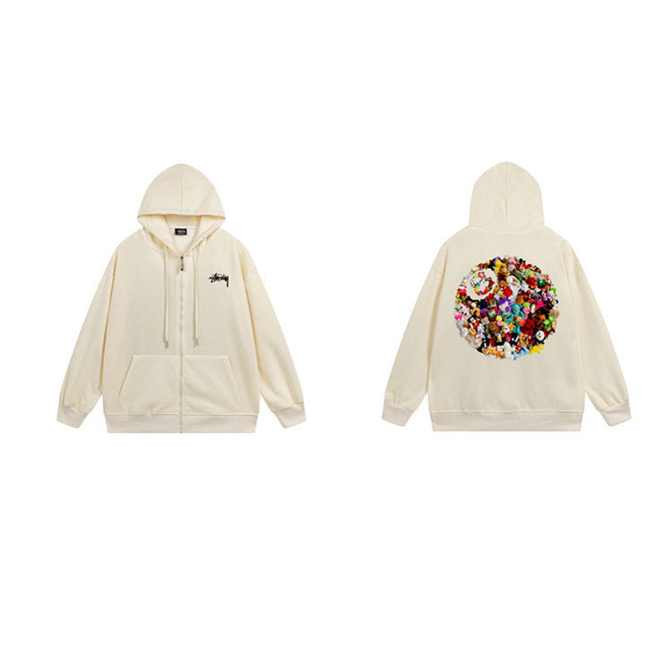Stussy Hoodie Zip-Up Cardigan Fleece Hooded Sweater