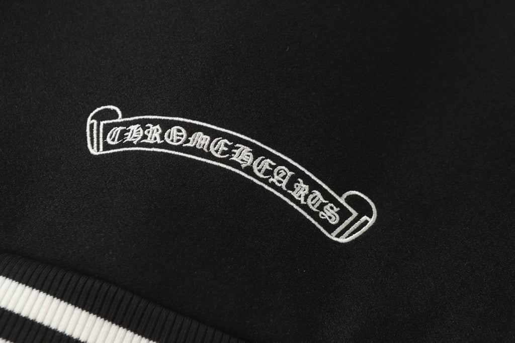 Chrome-Hearts Black White Street Style Baseball Coat 0002