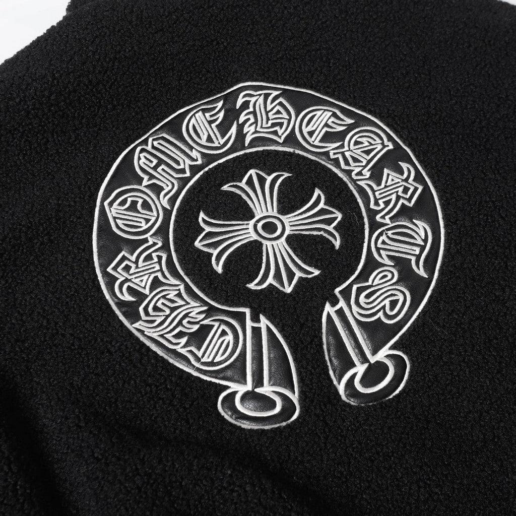 Chrome Hearts Horseshoe Embroidered Sherpa Jacket - Black Cream Gothic Coat 825