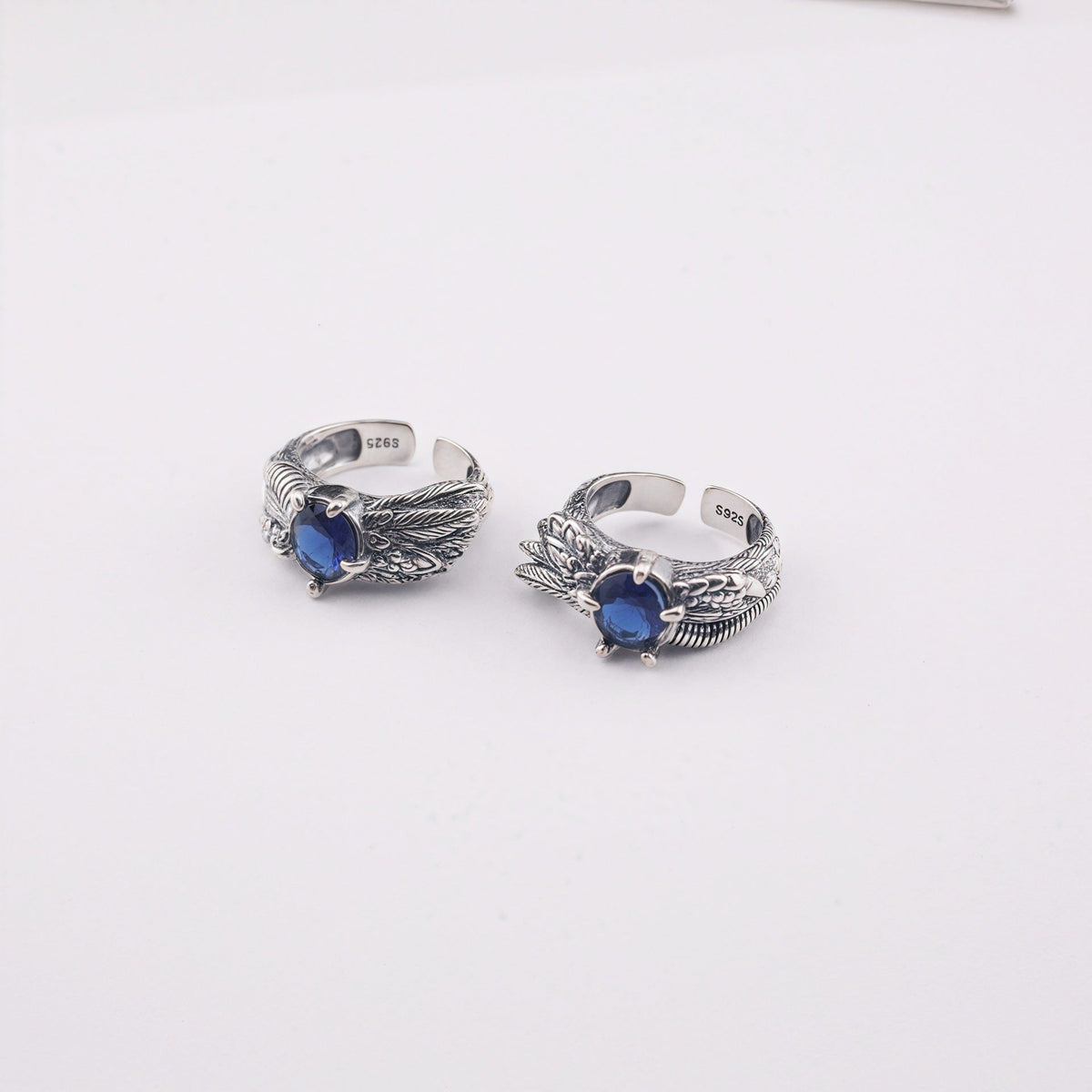 Retro feather sapphire open ring