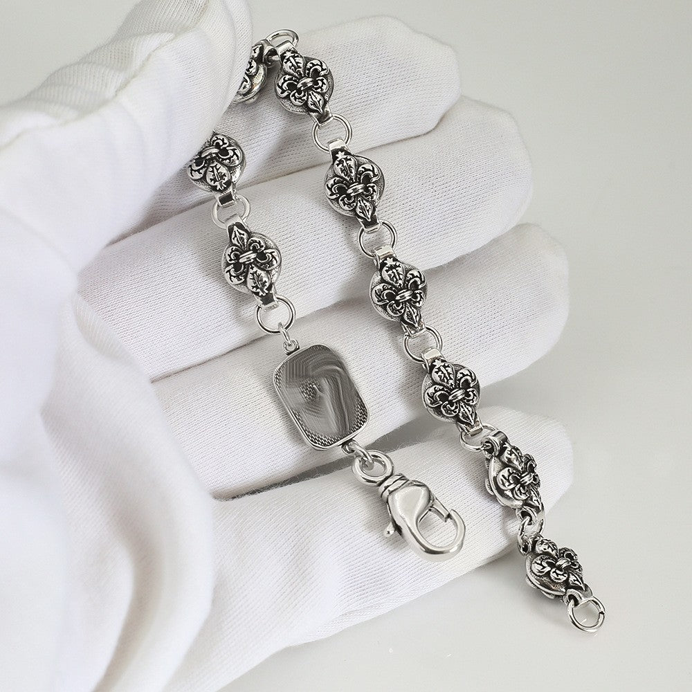 Chrome Hearts distressed spherical anchor patchwork bracelet
