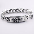chrome hearts 925 Sterling silver Floral Cross Diamond ID Bracelet