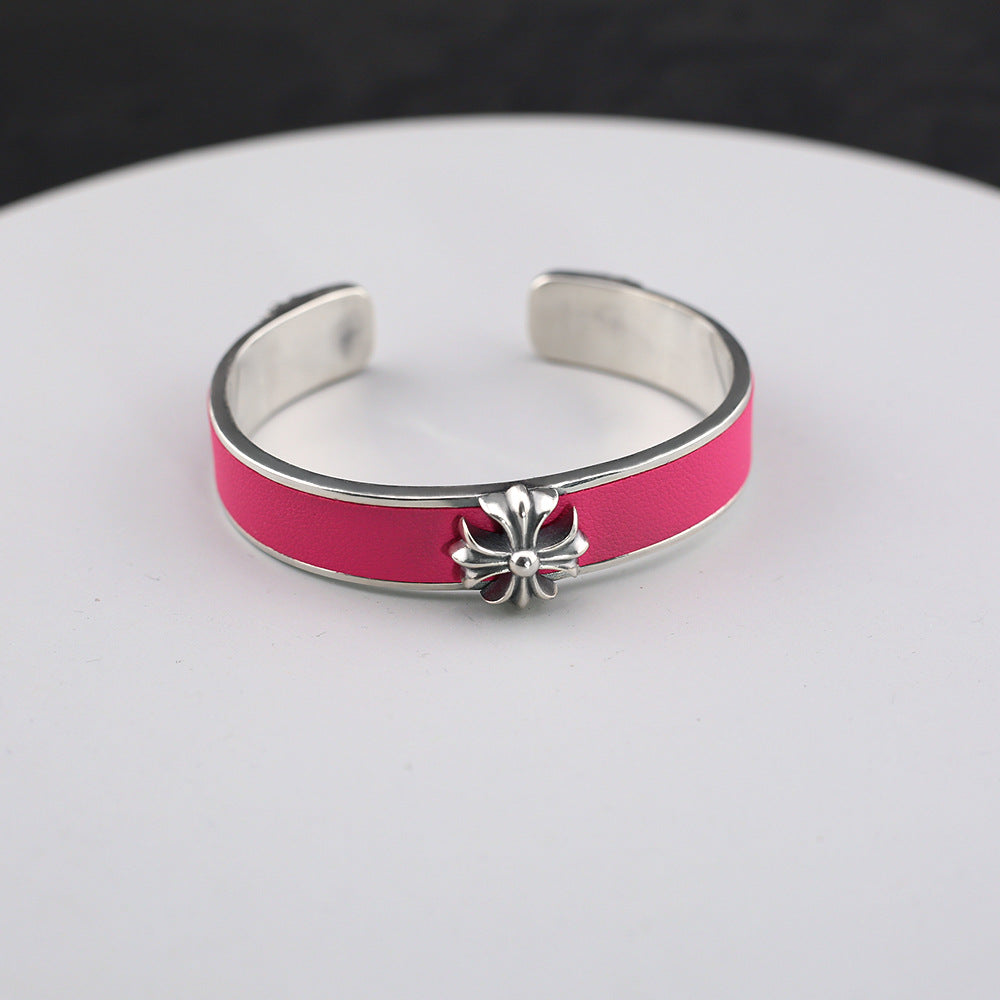 Chrome Hearts Cross Flower Stingray Crest Open Bracelet