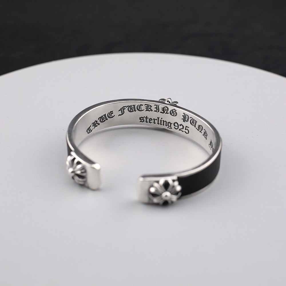 Chrome Hearts Cross Flower Stingray Crest Open Bracelet