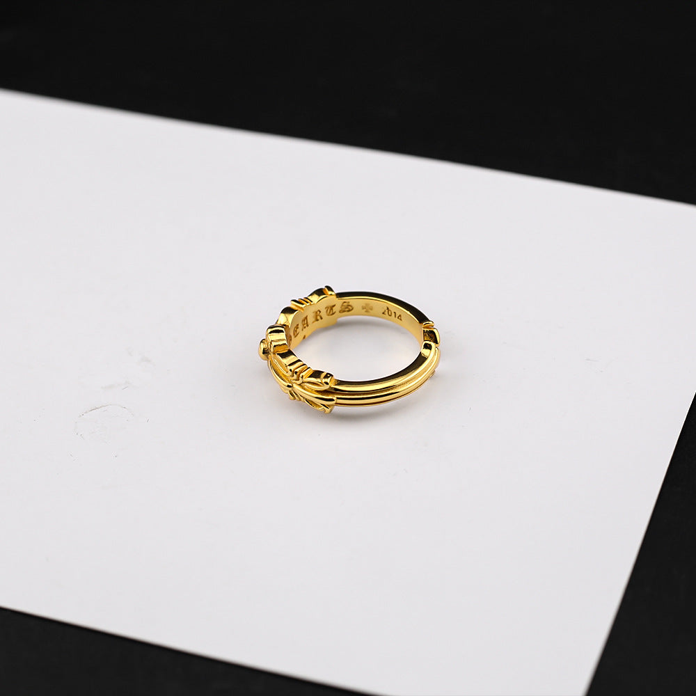 Chrome Hearts 24k gold cross flower open ring