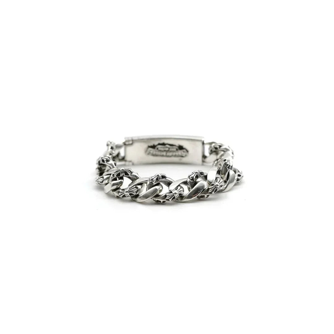 Chrome Hearts Silver Cross Link Cuban Bracelet